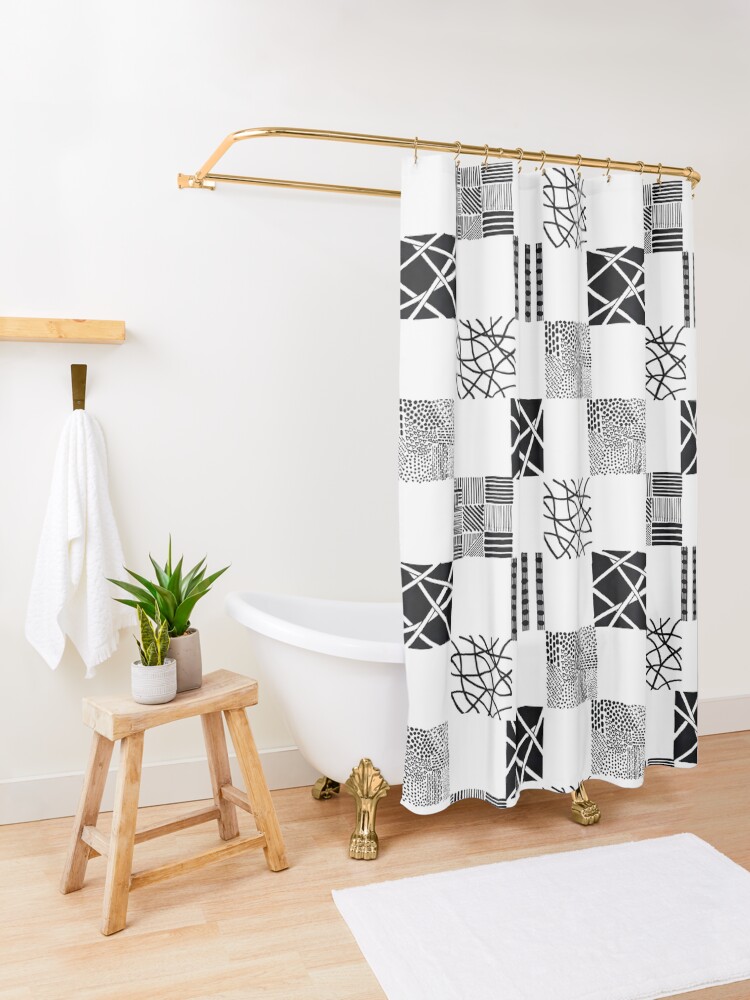 "Elegant Black and White Tribal Pattern " Shower Curtain for Sale by