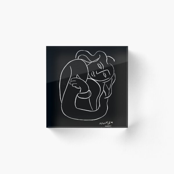 TAHITIAN LADY : Vintage Matisse Black and White Painting Print Acrylic Block