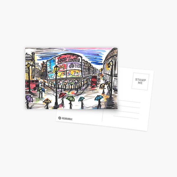 London in the rain Postcard