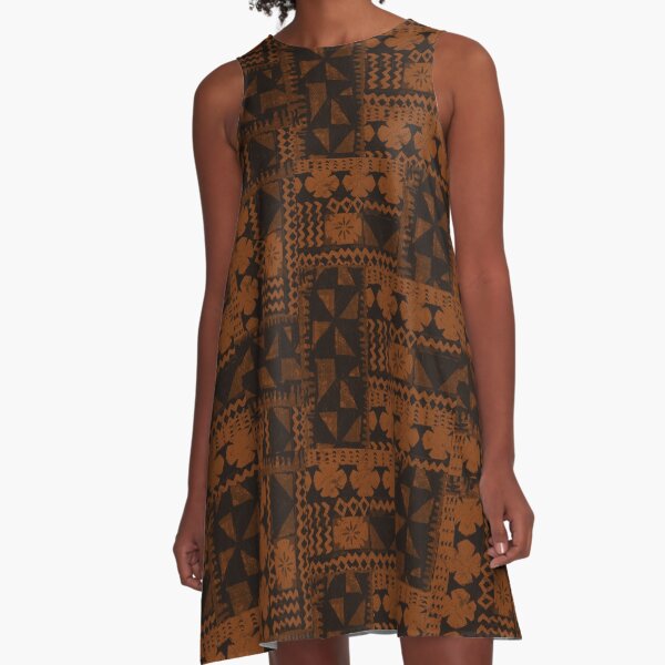 Item preview, Kalalau Tapa Hawaiian Hibiscus Vintage Aloha Print - Orange & Brown designed and sold by DriveIndustries.