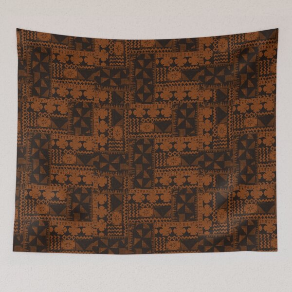 Item preview, Kalalau Tapa Hawaiian Hibiscus Vintage Aloha Print - Orange & Brown designed and sold by DriveIndustries.