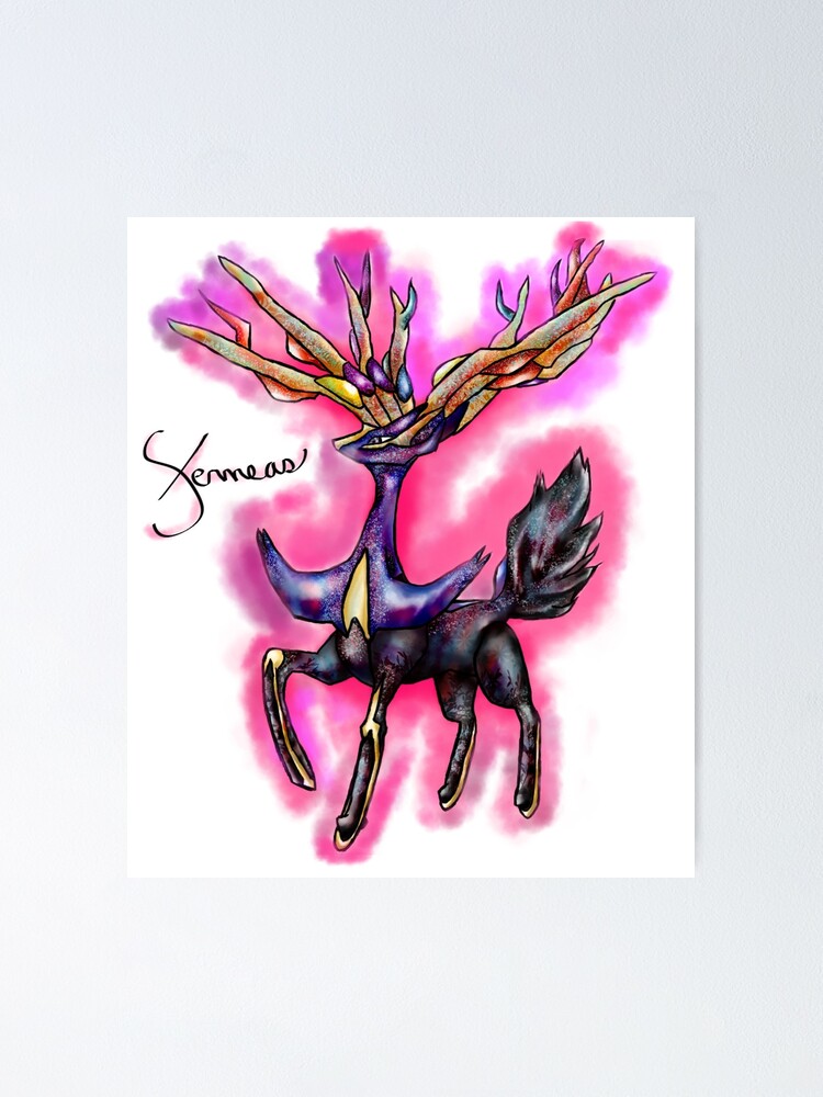 Xerneas Pokemon X Und Y Legendar Dunkler Text Poster Von Sulupy Redbubble