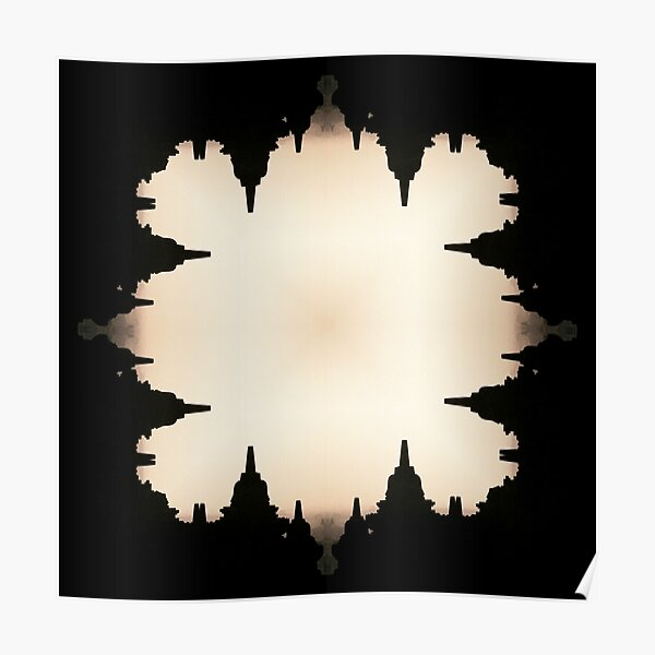 Borobudur Kaleidoscopic Sunrise Temple Pattern Poster