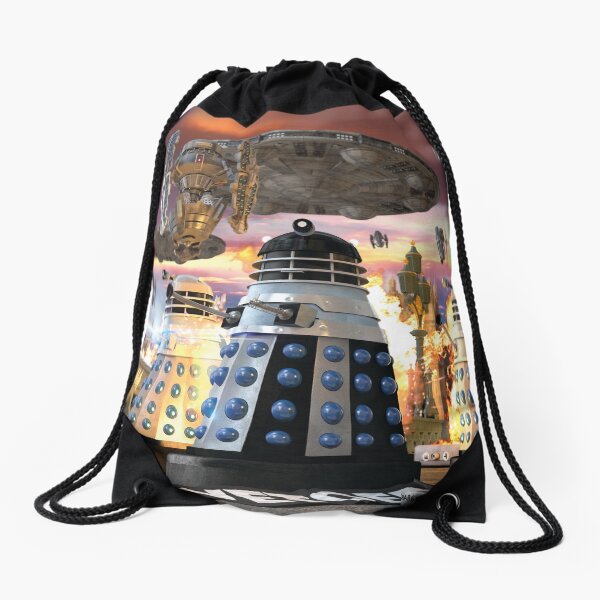 Stripey Invasion of Earth! Drawstring Bag
