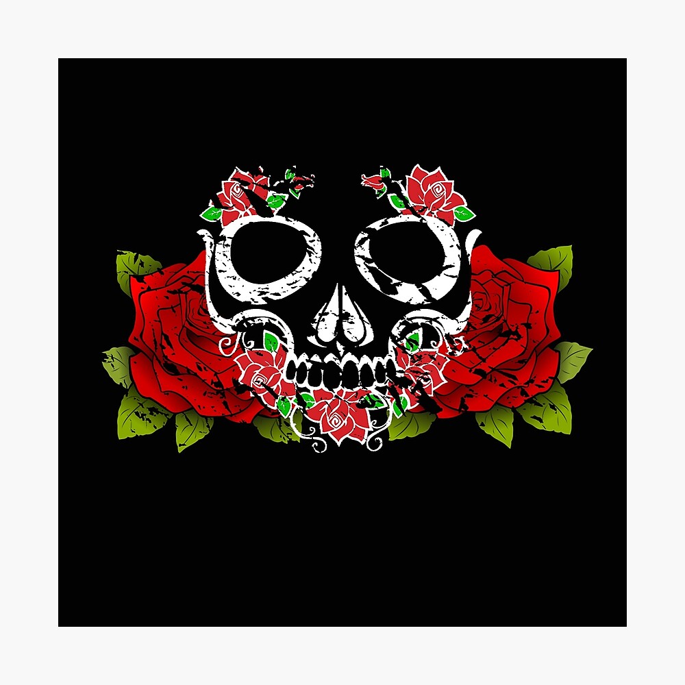 Rosen Totenkopf Tattoo Geschenk Poster Von Deluxe Shirts Redbubble