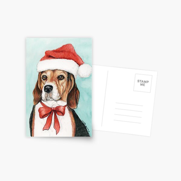 Christmas Beagle Postcard