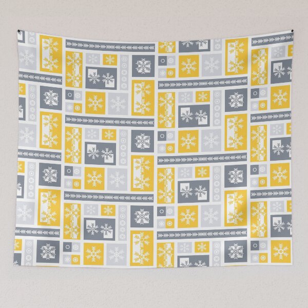 Item preview, Modern Minimalist - Geometric Snowflakes Pattern - Grey Yellow designed and sold by WickedRefined - Nicole Demereckis.