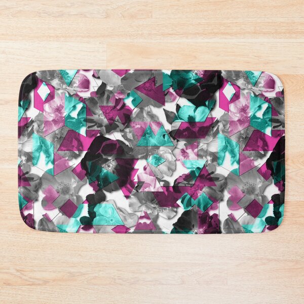Item preview, Modern Fragmented Pattern - Large Roses - Pink Blue designed and sold by WickedRefined - Nicole Demereckis.