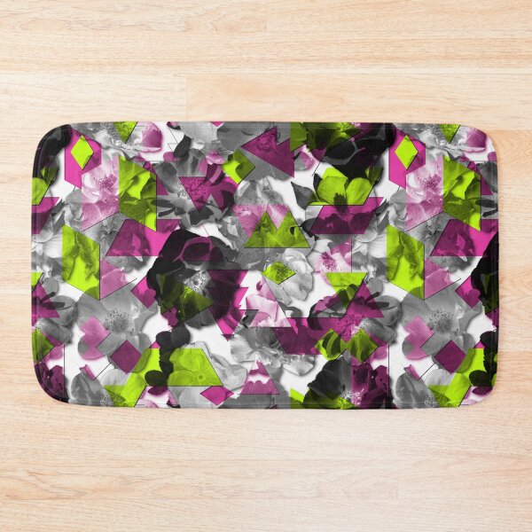 Item preview, Modern Fragmented Pattern - Large Roses - Pink Green designed and sold by WickedRefined - Nicole Demereckis.