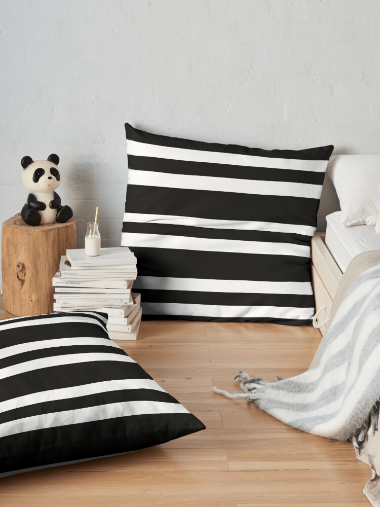 Alternate view of Black and white modern stripe pattern Floor Pillow