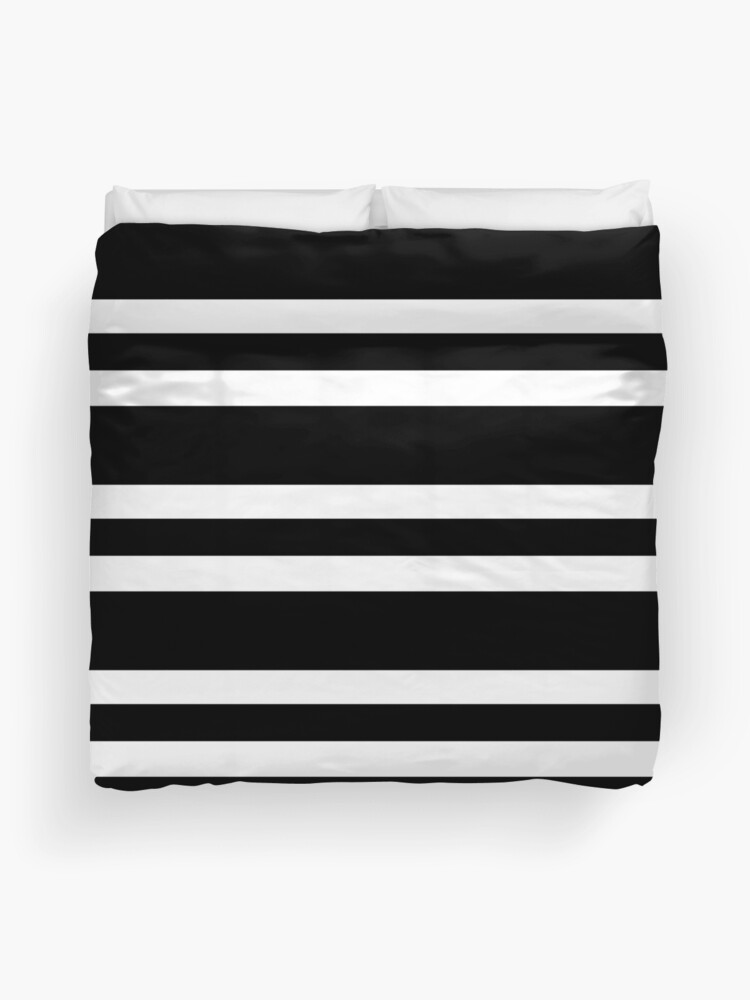 Thumbnail 1 of 2, Duvet Cover, Black and white modern stripe pattern designed and sold by HEVIFineart.