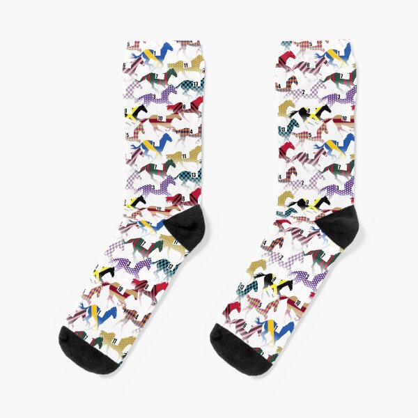 Off to the Horse Races Jockey Silks Pattern Socks