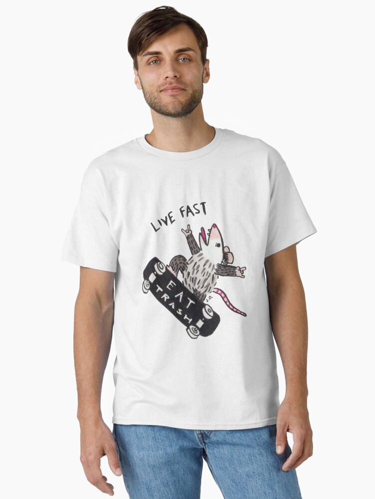 Thumbnail 1 of 7, Classic T-Shirt, Live Fast Eat Trash designed and sold by possum-mood.
