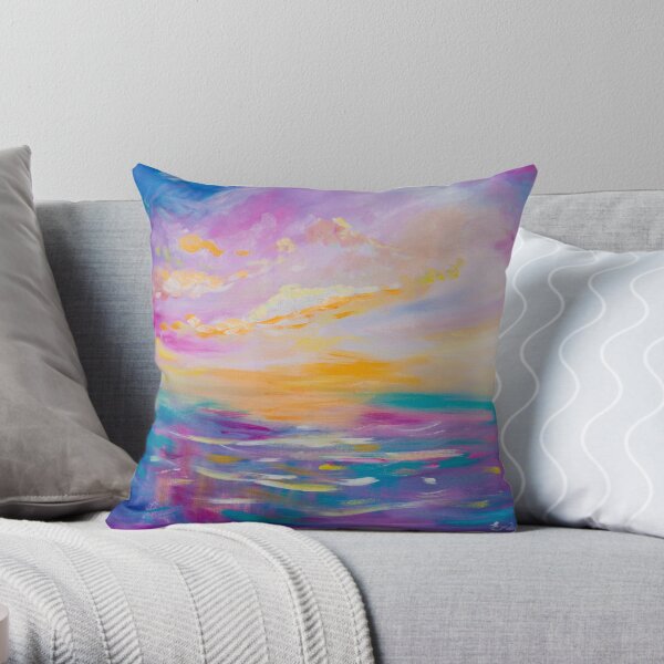 Pink Turquoise Pastel Throw Pillow