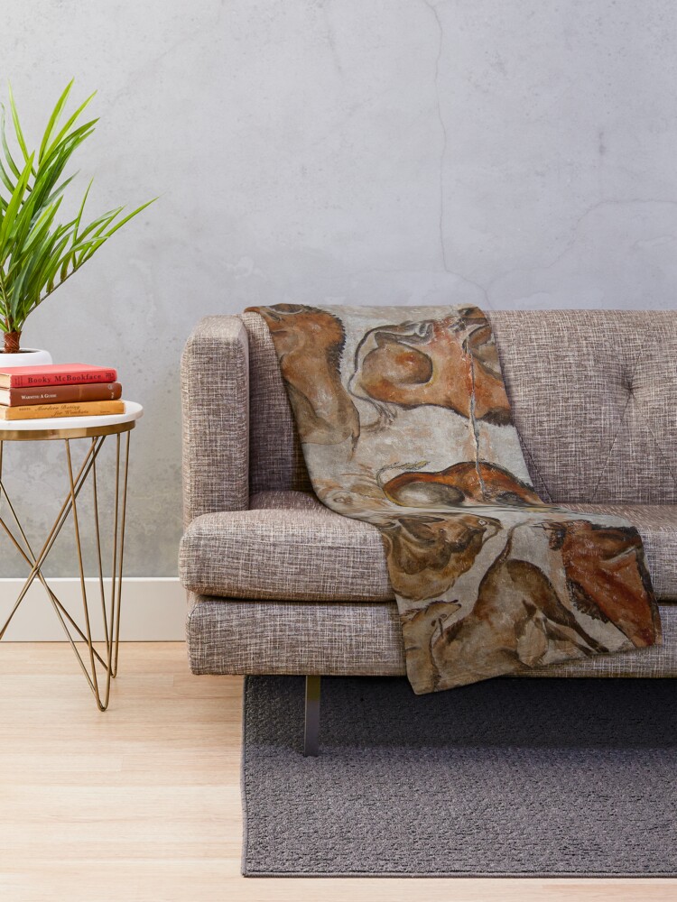 Alternate view of Paleolithic cave painting of bisons (replica) from the Altamira cave, Cantabria, Spain, painted c. 20,000 years ago Throw Blanket