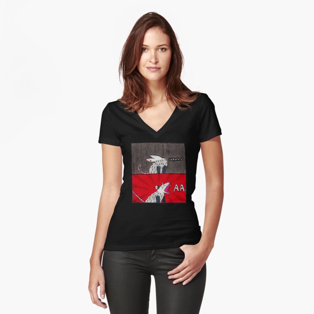 Item preview, Fitted V-Neck T-Shirt designed and sold by possum-mood.