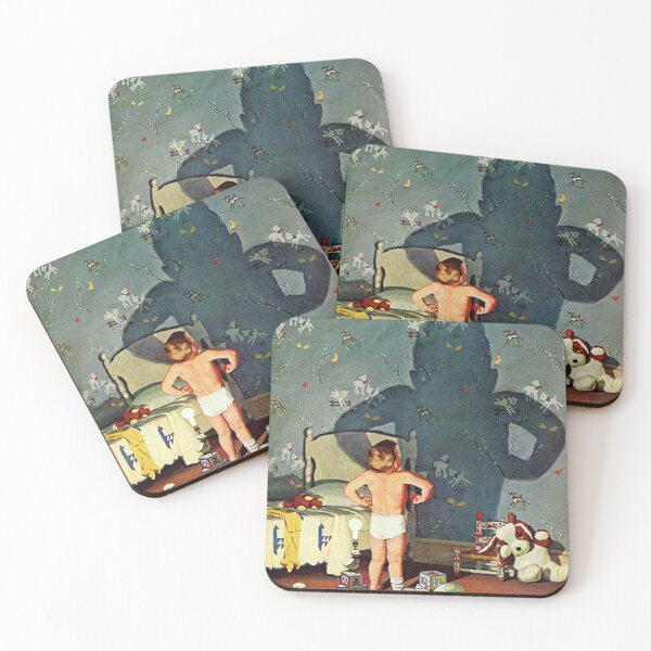 Item preview, Little Boy and his Shadow, Retro Vintage Poster designed and sold by vintagevivian.