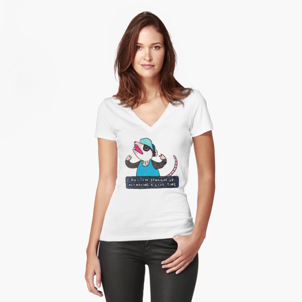 Item preview, Fitted V-Neck T-Shirt designed and sold by possum-mood.