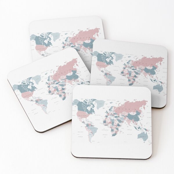 Item preview, Map of the World in Pink and Blue designed and sold by UrbanEpiphany.