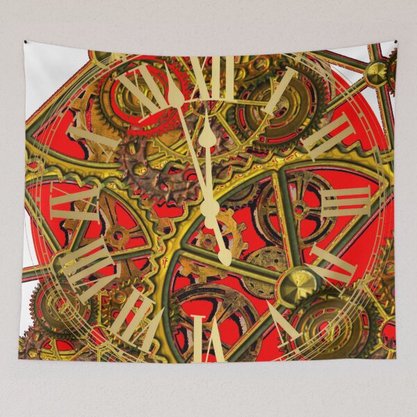 Item preview, RED-WHITE STEAMPUNK GOLD CLOCKWORKS  designed and sold by sharlesart.