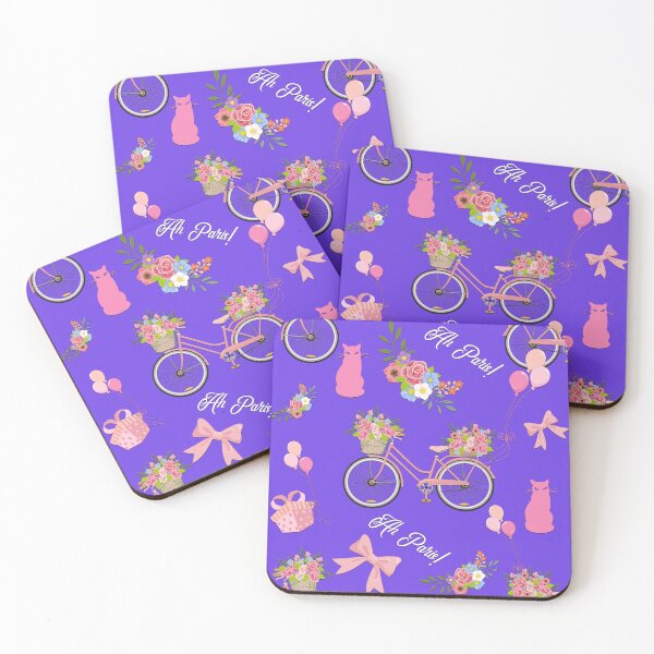 Item preview, Parisienne Pink Cats and Bicycles designed and sold by GraphicAllusion.