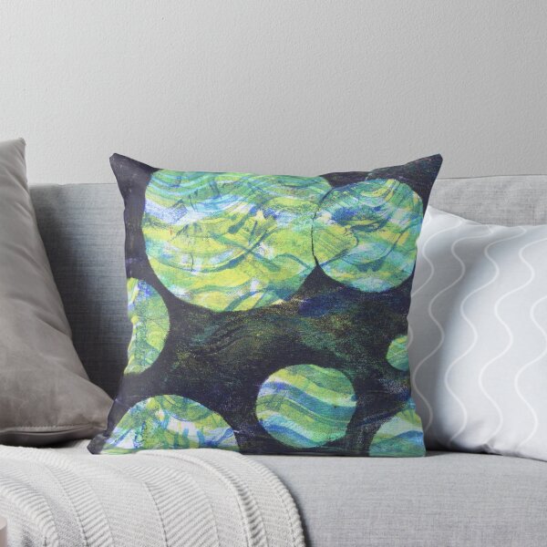 Item preview, Green Cosmos Throw Pillow 2  designed and sold by Heatherian.
