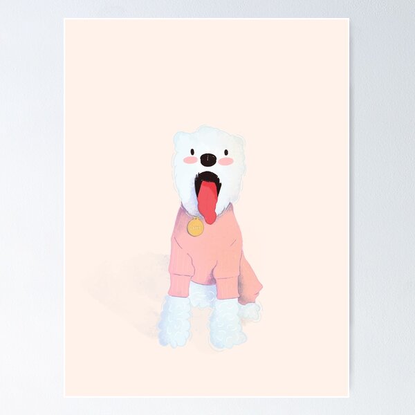 Item preview, Cute white mini schnauzer in pink shirt designed and sold by renanbarco.