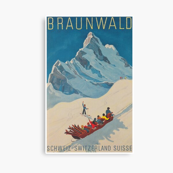Item preview, Braunwald Switzerland Vintage Ski Poster designed and sold by vintagevivian.