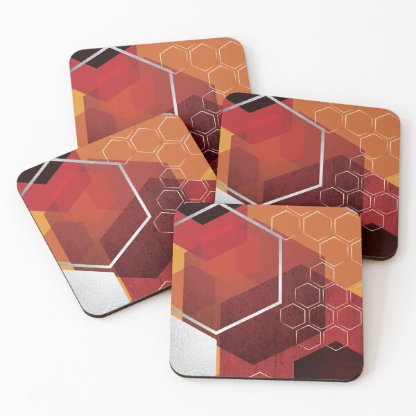 Artikelvorschau, Rot und Orange hexagonal geometrisch entworfen und verkauft von UrbanEpiphany.