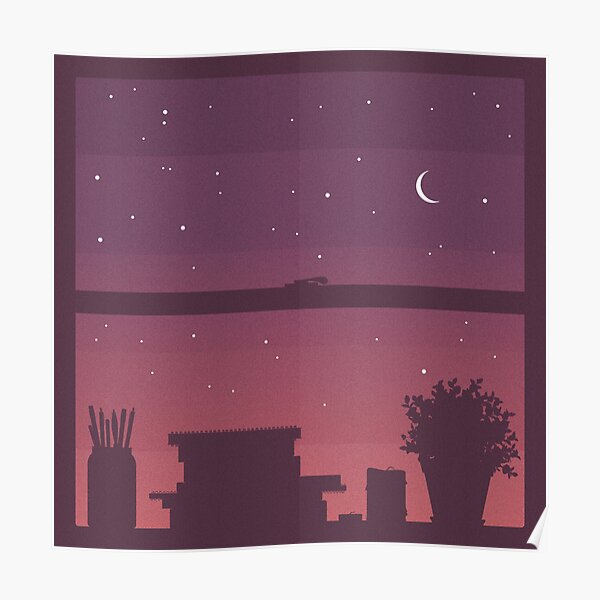 Sunset Window Silhouette Poster
