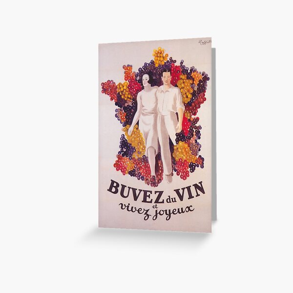 Aperçu de l'œuvre Buvez du Vin, vin, raisins, affiche de boisson vintage créée et vendue par vintagevivian.