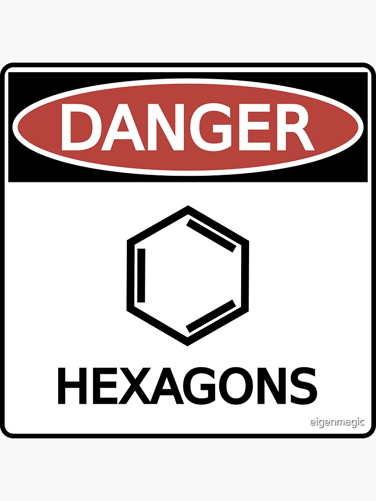 Thumbnail 3 of 3, Sticker, Danger: Organic Hexagons designed and sold by eigenmagic.