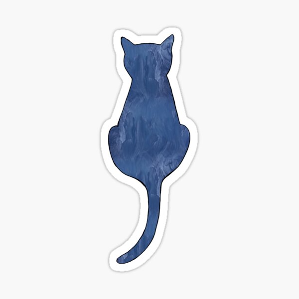 Blue Black Grey Sitting Cat Silhouette Sticker