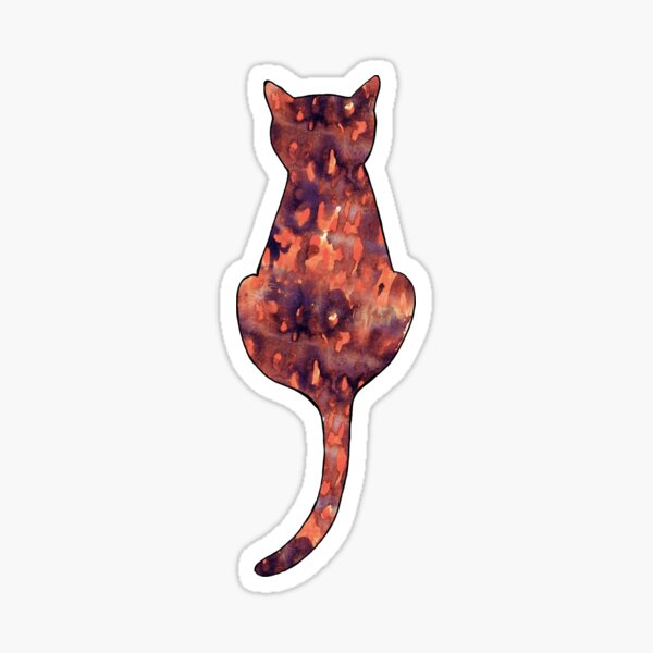 Tortoiseshell Cat Sitting Silhouette Sticker