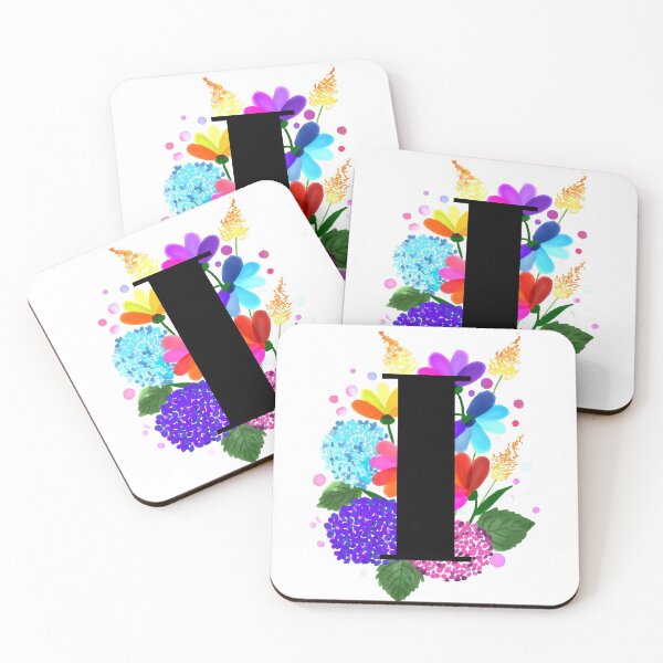Item preview, letter i alphabet monogram flower bouquet designed and sold by atevern.