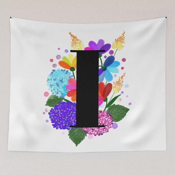 Item preview, letter i alphabet monogram flower bouquet designed and sold by atevern.