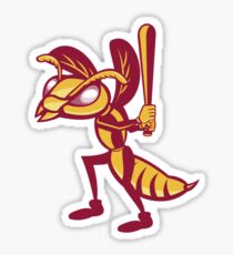 Hornet Baseball Player Batting Isolated Retro Sticker