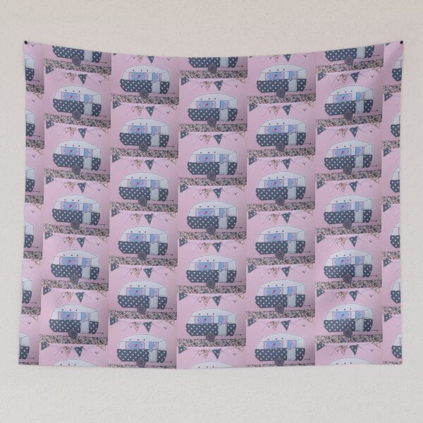 Item preview, Fabric Embroidered Grey Dotty Caravan  designed and sold by Leatextileart.