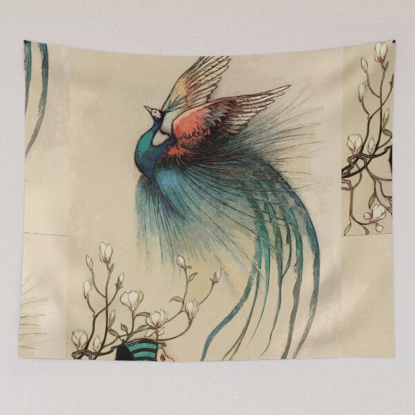 Item preview, Beautiful Peacock illustration Art Nouveau designed and sold by Vintage Designs +.
