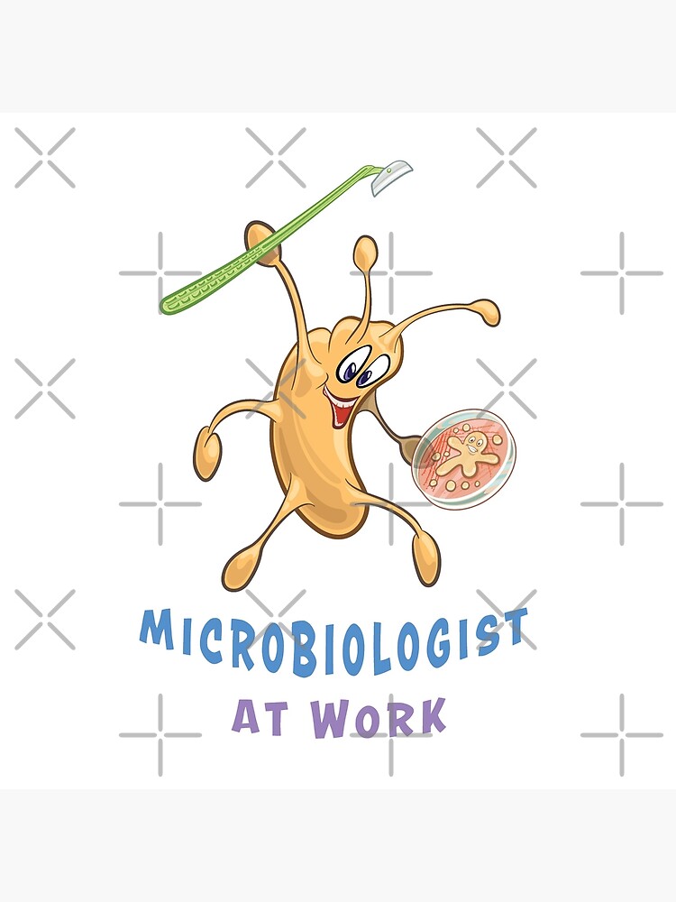 Microbiology Cartoon Microbiologist at Work - Bacteria Microbe holding Cell Scraper and Petri Dish Plate with Cell Culture Microbiology Cartoon Microbiologist at Work - Bacteria Microbe holding Cell Scraper and Petri Dish Plate with Cell Culture