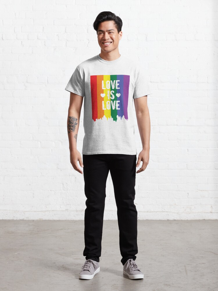 Alternate view of Gay Pride Rainbow Paint Love Is Love Flag Classic T-Shirt