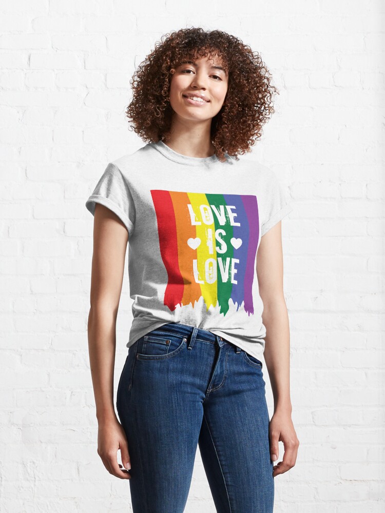 Alternate view of Gay Pride Rainbow Paint Love Is Love Flag Classic T-Shirt