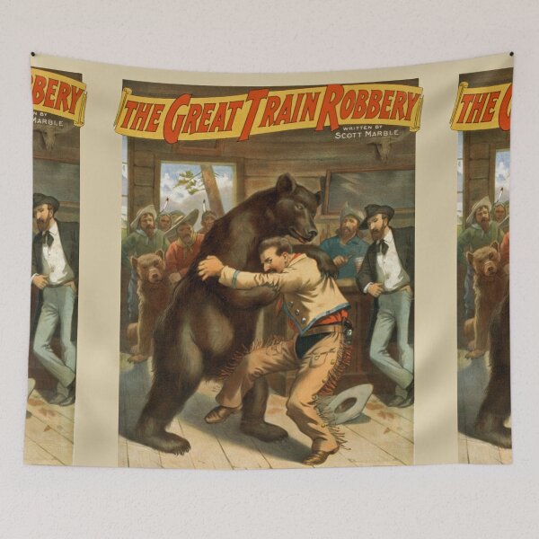 Item preview, Wrestling a bear The Great Train Robbery vintage poster designed and sold by Vintage Designs +.