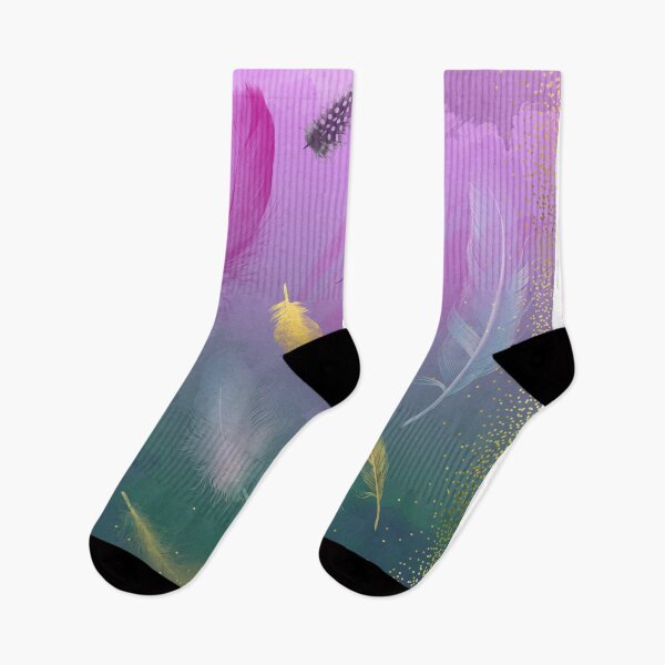 Item preview, Dancing Feathers - Pink and bottle green shades with gold details designed and sold by alexixela.