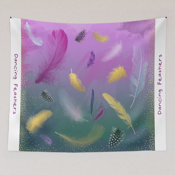 Item preview, Dancing Feathers - Pink and bottle green shades with gold details designed and sold by alexixela.