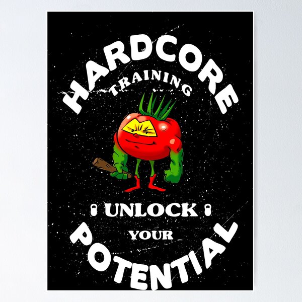 Item preview, Hardcore Training Unlock Your Potential Tomato The Barbarian Foodietoon Superhero designed and sold by ProjectX23.