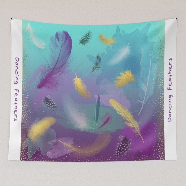 Item preview, Dancing Feathers - Turquoise and purple shades with gold details designed and sold by alexixela.