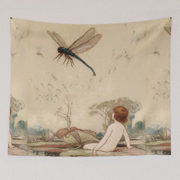 Item preview, Dragonfly Vintage Thumbelina illustration designed and sold by Vintage Designs +.