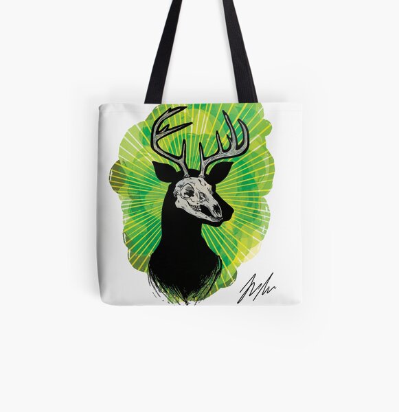 Stag Skull All Over Print Tote Bag