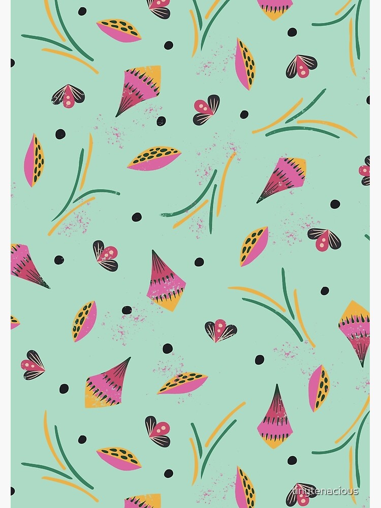 Thumbnail 3 of 3, Poster, Vibrant Folk Art Floral Pattern - Green designed and sold by tinytenacious.